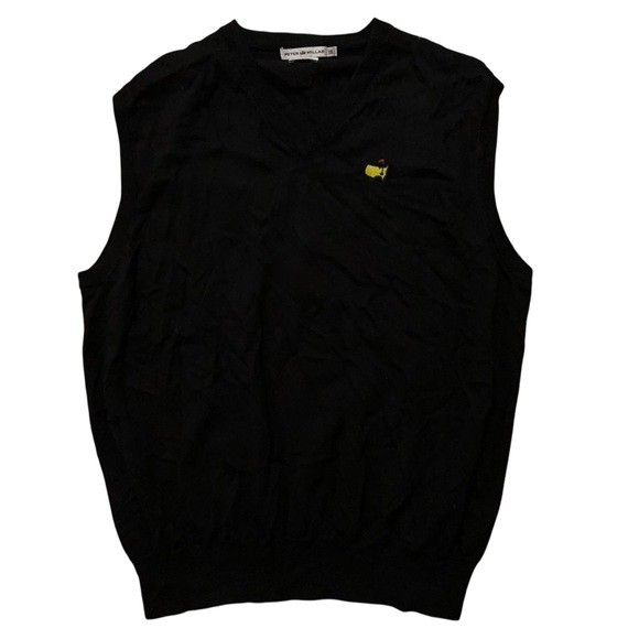 Peter Millar Masters Vest Mens 2XL (Fits M/L) 100% Merino Wool Knit Golf Black
